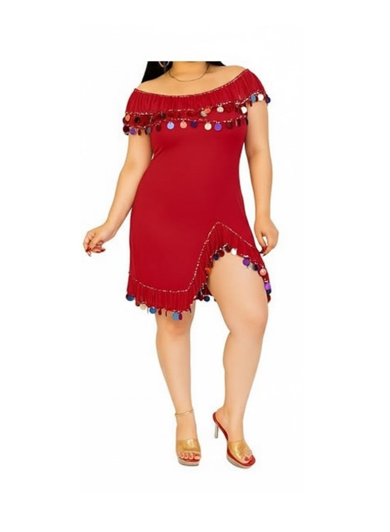 Alexandrian Oriental Galabeya, red, one size for women - Image 2